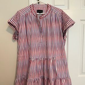 SALONI STRIPED THREE TIERED DRESS